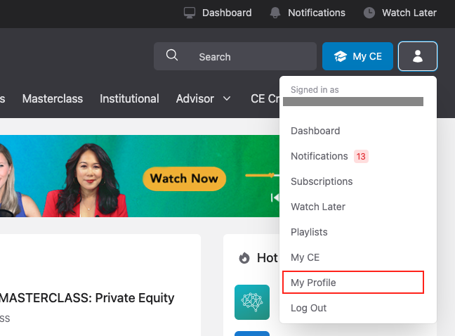 Open user profile
